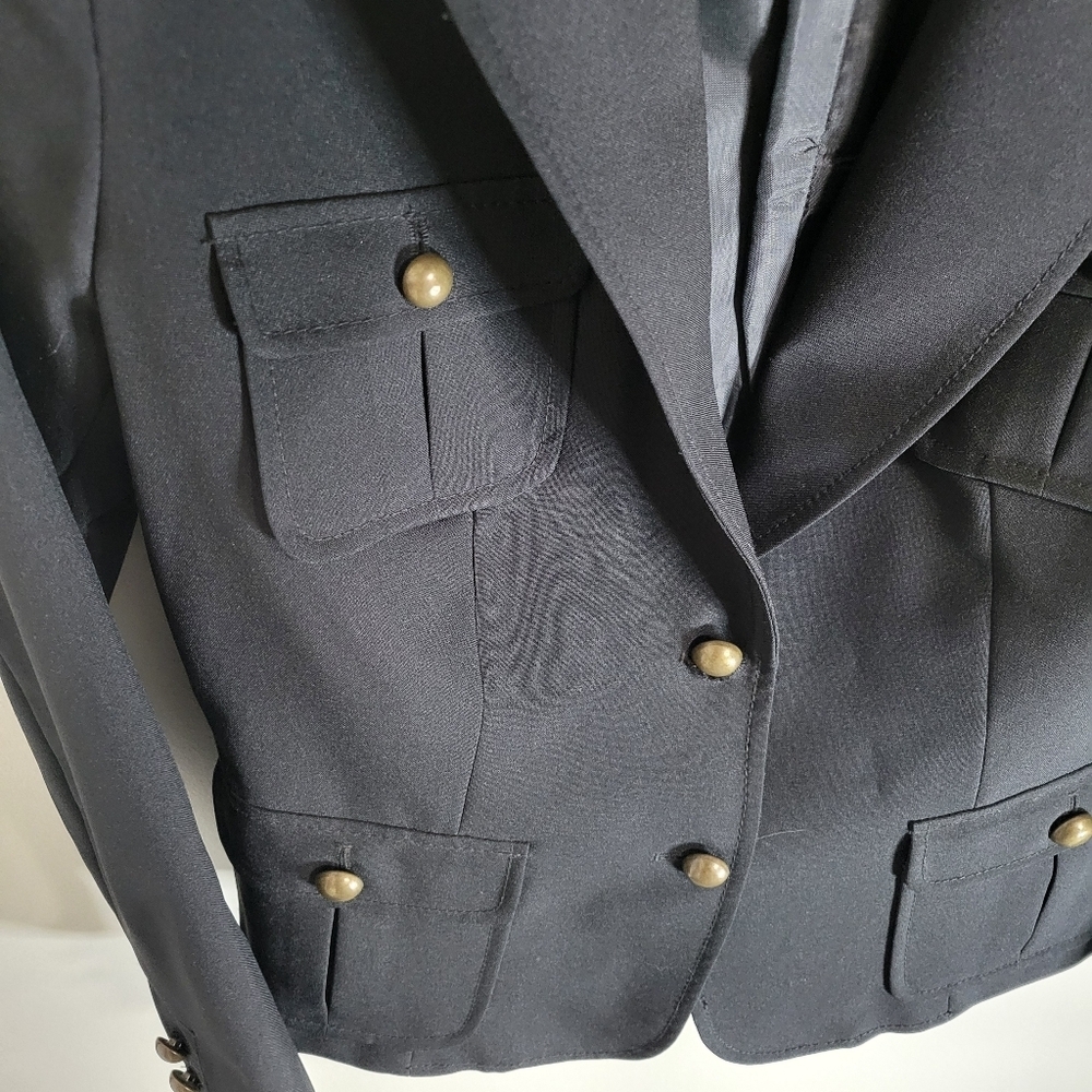 New York & Co. Women's Black 2 Button 4 Front Flap Pocket Blazer Jackets, Size 8 - Picture 4 of 6